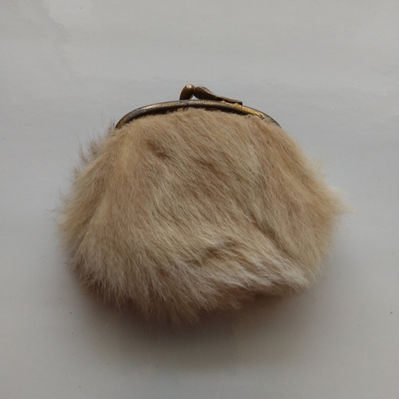 Furry Little Leather Coin Pouch Charm Small Antique Tiny Purse Money Vintage - Picture 1 of 4